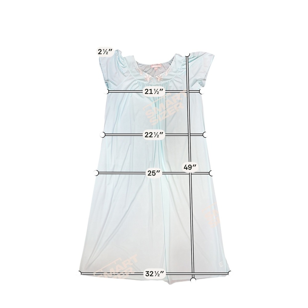 Vintage Miss Elaine Classics Blue Embroidered V-Neck Maxi Nightgown Womens Small - Picture 6 of 7